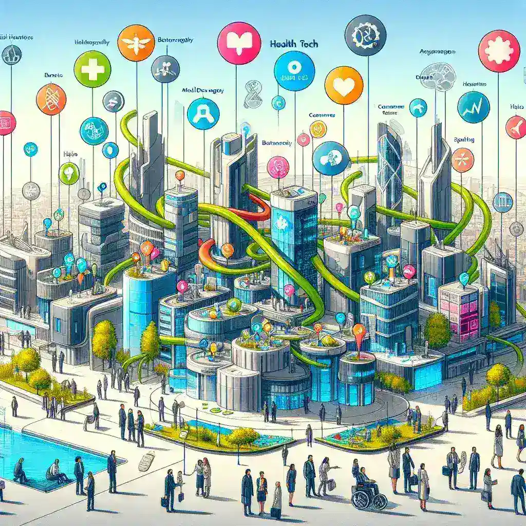 "Imagen que muestra el crecimiento del ecosistema healthtech en España, destacando el surgimiento de 200 nuevas empresas innovadoras en el sector de la salud."